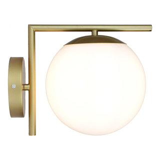 Rubeus Wall Sconce Brass Metal | Frosted Glass