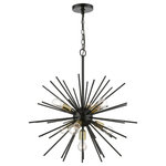 Livex Lighting - Tribeca 7 Light Shiny Black With Polished Brass Accents Pendant Chandelier - The Tribeca seven light pendant chandelier will become an attention-grabbing feature in your modern home decor. The shiny black finish with polished brass finish accents grace the design with elegance and charm, providing a traditional quality to the appearance. The iron pipe rods gives the pendant chandelier a sleek and attractive style.