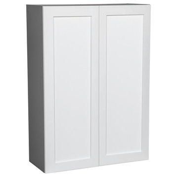27 x 42 Wall Cabinet-Double Door-with Shaker White Matte door