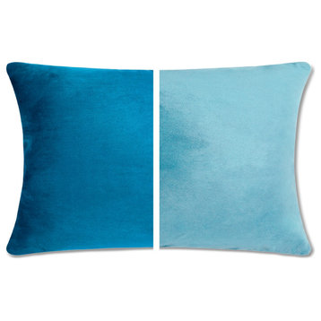 Reversible Cover Throw Pillow, 2 Piece, Rodeo Blue, 12x20, Memory Foam