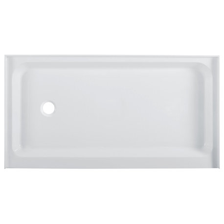 Voltaire 60 x 34 Acrylic White, Single-Threshold, Left Side Drain, Shower Base