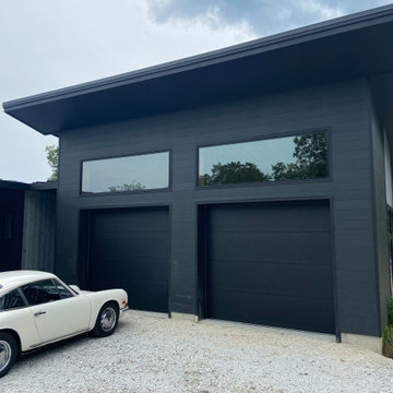 Two Contemporary Black Garage Doors