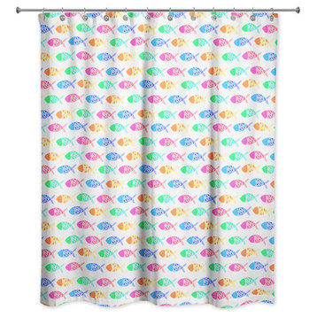Colorful Fish Pattern 71x74 Shower Curtain