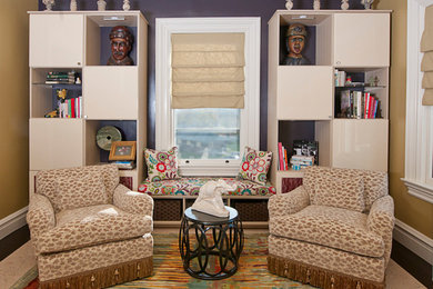 Example of a classic family room design in Boston