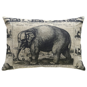 Elephant Linen Pillow, 18"x12"