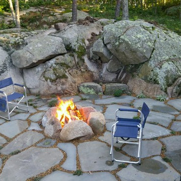 Fire-pit and permeable patio