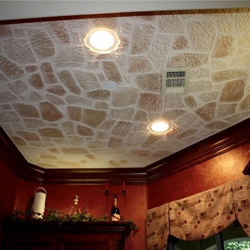 StoneCoat Ceiling above Bar Area Home Wine Cellar TX