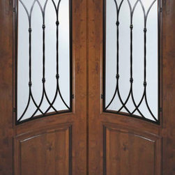 Slab Double Door 96 Wood Alder Warwick Arch Top Arch Lite - Front Doors