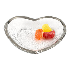 Silver Edge Handcrafted Mouth Blown 13 Platter Or Charger Traditional Serving Dishes And Platters By Badash Crystal