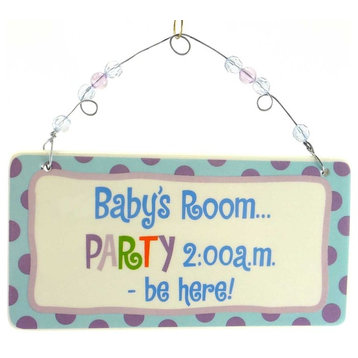 Child Related BABY BABBLE PLAQUE Ceramic Sign Blue Baby Room EK4578