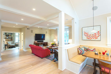 Living room - mid-sized transitional formal and enclosed light wood floor and beige floor living room idea in Other with beige walls, no fireplace and no tv