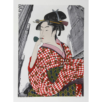 "Woman Playing A Poppin, After Utamaro" Artwork