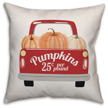 Red Pumpkin Truck 20"x20" Throw Pillow Cover