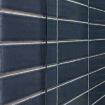 2x8 tiles in Slate Blue, glazed edge and bullnose pieces