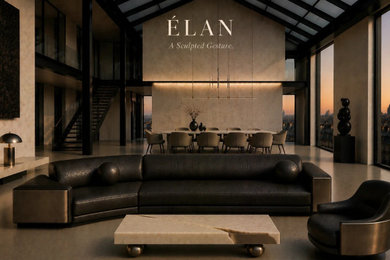 Divano in pelle e living su misura