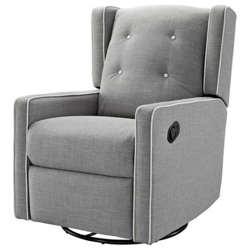 Recliner Glider Chair, Comfortable Seat With Swiveling Function, Gray Linen