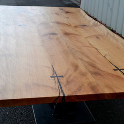 Live Edge Sycamore Conference Table With I Beam Base - Table Tops And Bases