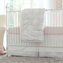 Pink and Gray Damask - Baby Bedding