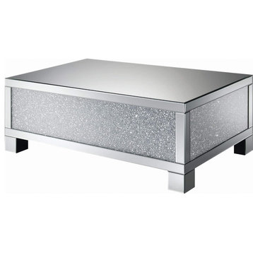 Contemporary Coffee Table, Elegant Mirrored Design With Rectangular Shape