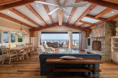 Beach style living room photo in San Diego
