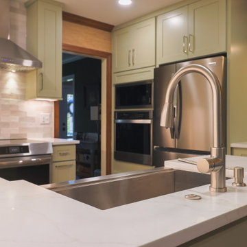 Modern transitional kitchen with clean lines and natural tones