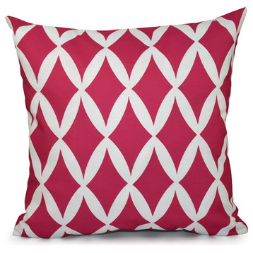Geometric Decorative Pillow, Fushia, 16"x16"