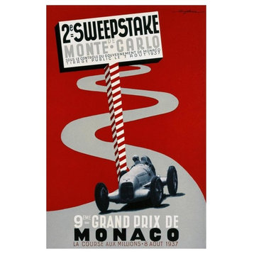"2e Sweepstake de Monte-Carlo / 9eme Grand Prix de Monaco" Paper Art, 16"x24"