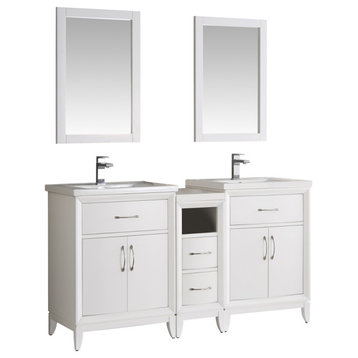 Fresca Cambridge 60" White Double Sink Traditional Bathroom Vanity With Mirrors