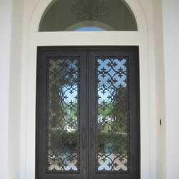 Fleur de Lis Wrought Iron Double Door - Front Doors