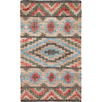 KLM758Q Rug Natural, Red, 7' Round