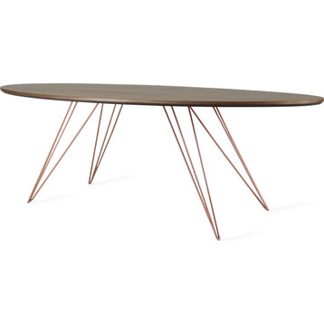 Williams Thin Oval Coffee Table - Rose Copper, Walnut