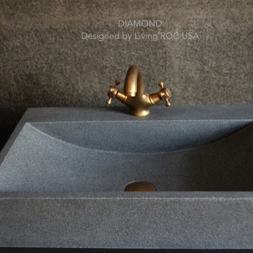 Gray Granite stone bathroom sink with Faucet hole-DIAMOND