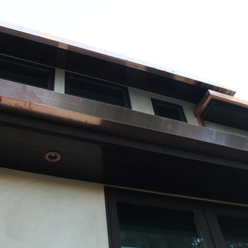 sectional 4x5 Box Gutters, 16 ounce Copper, Modern Home in Manhattan Beach, CA.
