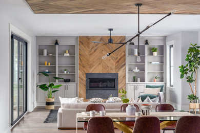 Example of a huge beach style open concept family room design in Charleston