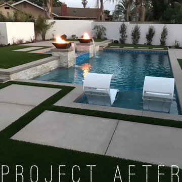 Modern Pool, Outdoor Kitchen, and Firepit