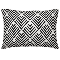 Black Geometric Arrow Outdoor Throw Pillow, 14"x20"