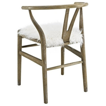 Linon Layla Wishbone Wood Chair in Brown