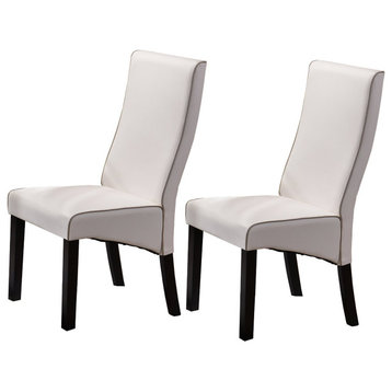 Pilaster Designs, Upholstered Parson Chair, Set of 2 Chairs, White