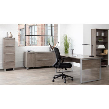 Contemporary Rectangular Desk 63x32 Inches in Gray