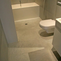 Concrete wall panels and bathroom floor.NYC.NY - Tile