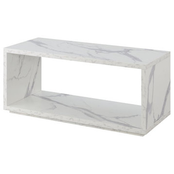 Convenience Concepts Northfield Admiral Coffee Table in Faux White Marble Wood