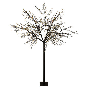 8' Multi-Function LED Lighted Cherry Blossom Flower Tree, Warm White Lights