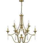 Quoizel - Quoizel JOU5032AB Joules 9 Light Chandelier - Aged Brass - Bring instant elegance to your home with the Joules collection. The traditional style of this fixture uses clean design components that blend well with many types of home decor. It is finished in Aged Brass or Paladian Bronze and detailed with crystal drops to create a regal yet classic look.