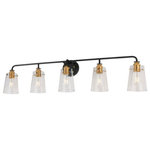 Forte - Forte 5118-05-62 Ronna, 5 Light Bath Vanity - The Ronna transitional vanity fixture comes in bruRonna 5 Light Bath V Black/Soft Gold Clea *UL Approved: YES Energy Star Qualified: n/a ADA Certified: n/a  *Number of Lights: 5-*Wattage:75w Medium Base bulb(s) *Bulb Included:No *Bulb Type:Medium Base *Finish Type:Black/Soft Gold