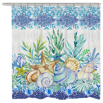 Blue Coastal Essence Shower Curtain