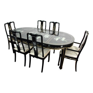 Lacquer Dining Room Set, Black Mother of Pearl