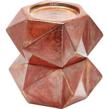 Large Ceramic Star Candle Holders, Set of 2, Russet