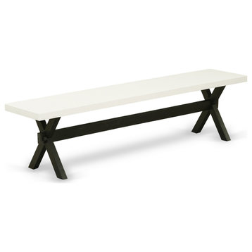 X-Style 15X72 In Dining Bench With Wirebrushed Black Leg And Linen White Top