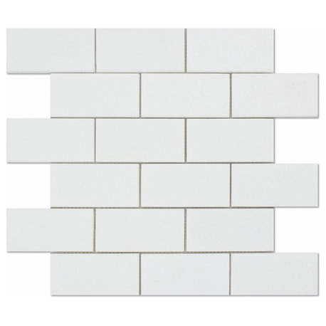 2 X 4 Thassos White Marble Honed Brick Mosaic Tile