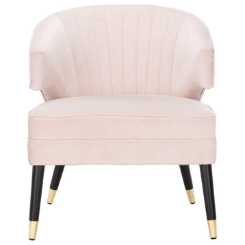 Zena Wingback Arm Chair Plush Pink/ Black